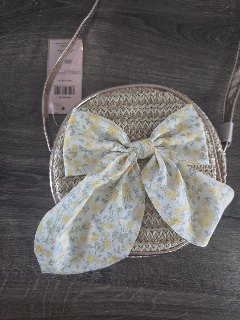 Girls Straw Crossbody Bag with Yellow Floral Bow NWT - Picture 2 of 4